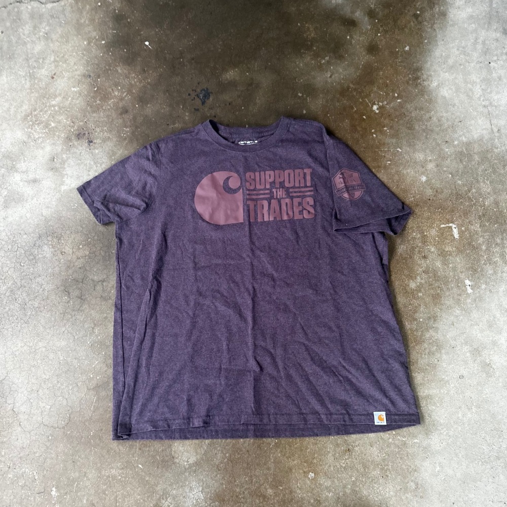 Carhartt Graphic T-Shirt Womens L Purple Excellent Support The Trades Loose Fit